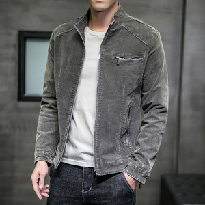 JK1856-P100牛仔外套男复古机车秋装男士潮流春秋立领帅气夹克男图片