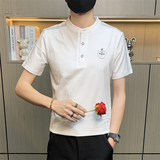 PL108-P35男士短袖t恤夏季潮牌半袖体恤休闲帅气潮流小立领POLO衫，男装Polo衫，电商D310B
