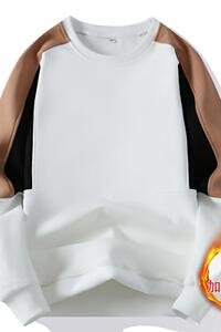 91218R-P65长袖t恤男纯色秋冬季保暖内搭打底衫中领加绒加厚卫衣,上身黑短袖下身搭配男图片