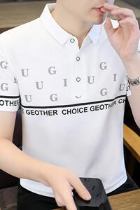 84017-P35春秋新款短袖T恤男休闲打底衫男士修身衫商务休闲图片