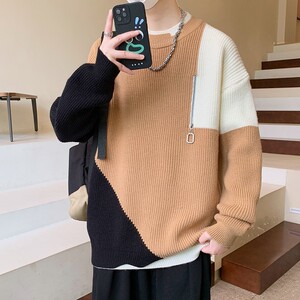 84535-P55 秋冬休闲圆领毛衣男针织打底衫图片