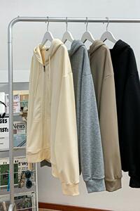 光板二开GSY9916-特P33简约纯色开衫卫衣男女春秋季潮流宽松外套图片