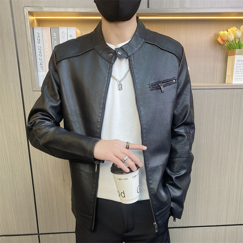 JK023-P75控108社会小伙皮衣男秋冬季新款皮夹克皮外套机车服潮图片