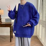 78271-P65秋冬新款棋盘格纯色打底衫圆领毛衣休闲针织衫，男装针织衫/毛衣，电商D310B