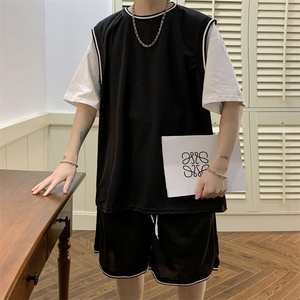 现货TZ01-P40青少年篮球服男孩短袖t恤高中学生运动套装帅气图片