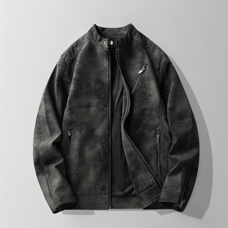 JK896-P100男士加绒皮衣韩版修身帅气机车服立领pu皮夹克外套潮,男装皮衣,电商D310B