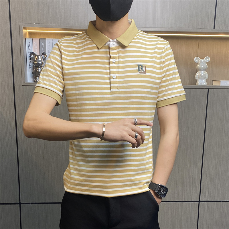 PL041-P40夏季男士条纹拼色短袖POLO衫韩版休闲翻领T恤青年潮牌,男装Polo衫,电商D310B