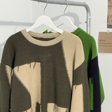 M885-P55秋冬韩系圆领拼色流苏毛衣针织外套男女宽松潮牌青少年，男装针织衫/毛衣，电商D310B