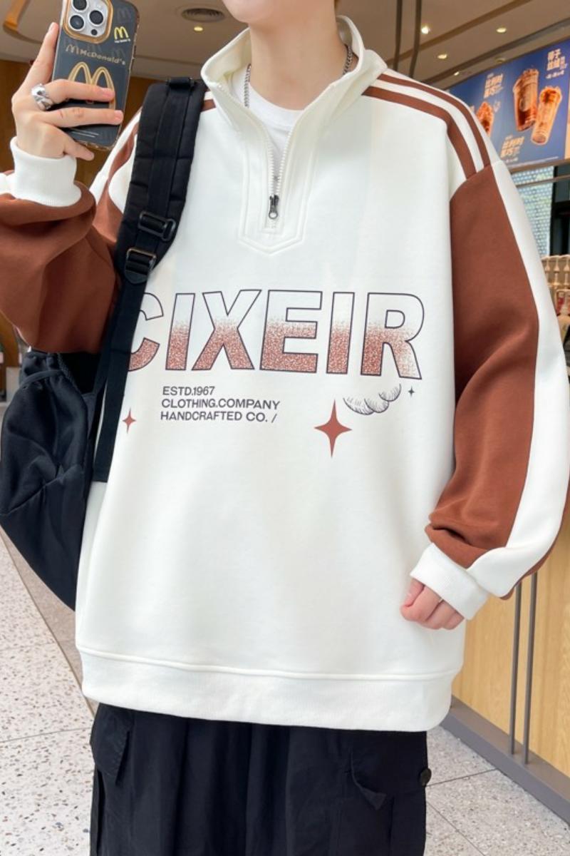 W24220-特P45秋季休闲卫衣男长袖T恤打底衫港风宽松外套,男装卫衣,电商D310B