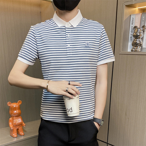 PL044-特P40控65条纹海魂风刺绣夏季新品男士短袖POLO衫潮图片