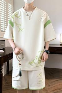 TZ24350-特P50短袖T恤男生休闲套装宽松男装新中式t恤学生两件套图片