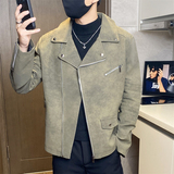 JK897-P100男士英伦皮衣水洗复古夹克休闲外套潮流修身痞帅机车服，男装夹克，电商D310B