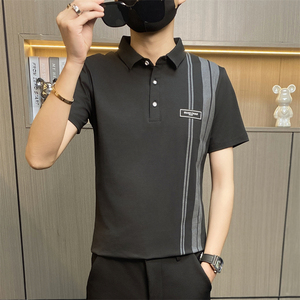 PL029-P35夏季男士短袖t恤纯棉印花翻领Polo衫青年半袖打底衫上衣图片