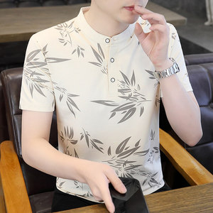 84107-P35春秋新款短袖T恤男休闲打底衫男士修身衫商务休闲