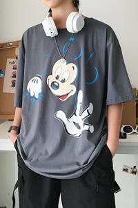 2939-P25印花短袖T恤男春夏季潮流宽松百搭情侣上衣潮牌半袖图片