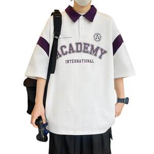 84068-P40polo衫短袖男夏季潮牌潮流半袖翻领t恤男宽松青少年图片