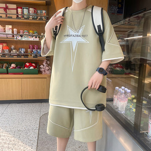 84305-P55 夏季短袖T恤男套装休闲两件套图片