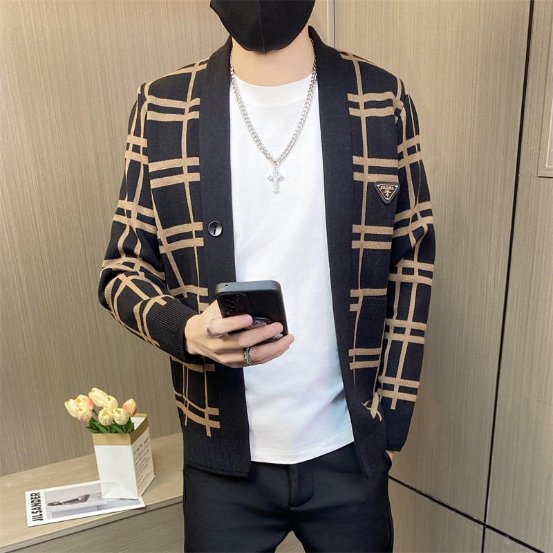 M3801-P65针织开衫外套春秋社会精神小伙夹克痞帅网红潮牌潮男,男装针织衫/毛衣,电商D310B