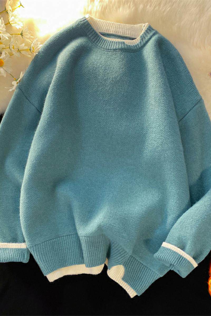 R601加绒毛衣男士春秋款冬加厚款宽松2022新款男生针织衫,男装针织衫/毛衣,电商D310（原电商305）