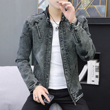 JK1823-P100水洗做旧牛仔外套复古帅气工装翻领夹克宽松潮牌，男装夹克，电商D310B
