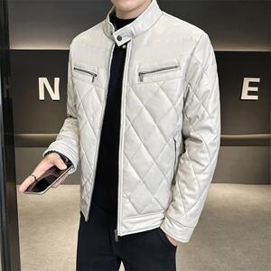 68708-P115冬季棉衣外套男修身潮简约皮棉袄短款立领加厚袄子图片