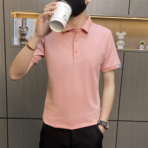 PL913-P40短袖男款polo衫2新款简约纯色半袖t恤帅气百搭带领图片