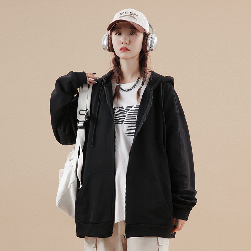 现货得物二开GSY9916-特P33纯色开衫卫衣男女oversize宽松宽松外,男装卫衣,电商D310B