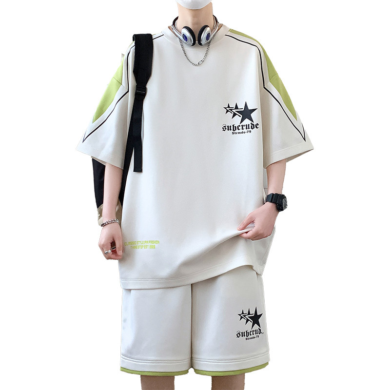 TZ24355-特P50短袖t恤套装男夏季学生一套休闲青少年半袖夏装潮,男装T恤,电商D310B