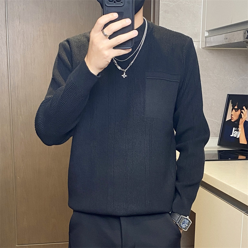 5309-特P55社会小伙修身毛衣男纯色打底衫秋冬季潮牌圆领针织衫帅,男装针织衫/毛衣,电商D310B