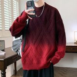 24790-特P70渐变圆领毛衣男冬季潮牌宽松设计感毛线衫打底针织衫，男装针织衫/毛衣，电商D310B