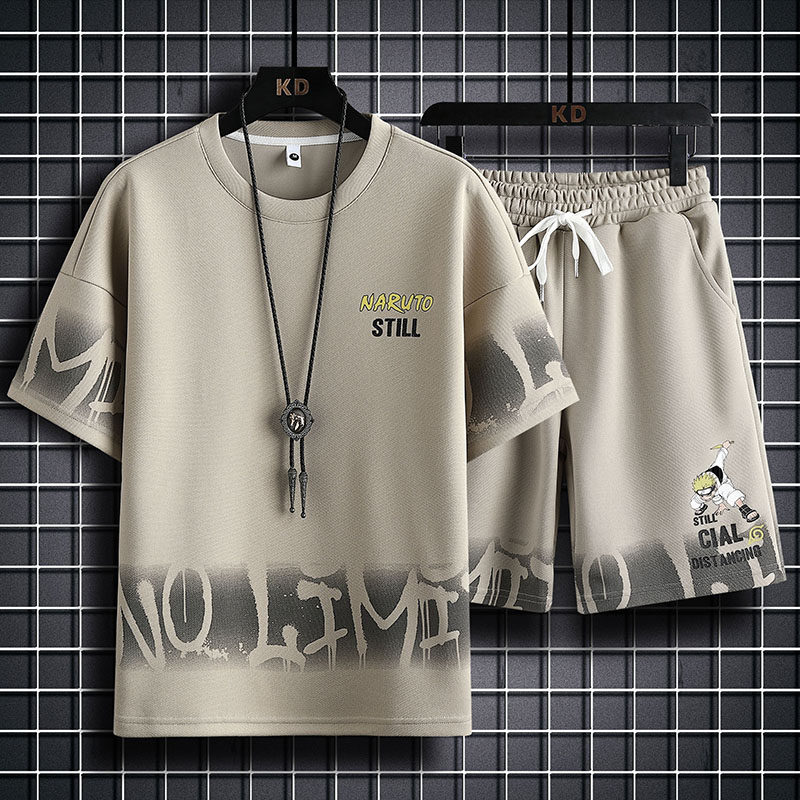 83609-P60休闲时尚套装男夏季运动休闲服潮牌一套搭配短袖短裤男,男装T恤,电商D310B