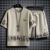83609-P60休闲时尚套装男夏季运动休闲服潮牌一套搭配短袖短裤男，男装T恤，电商D310B