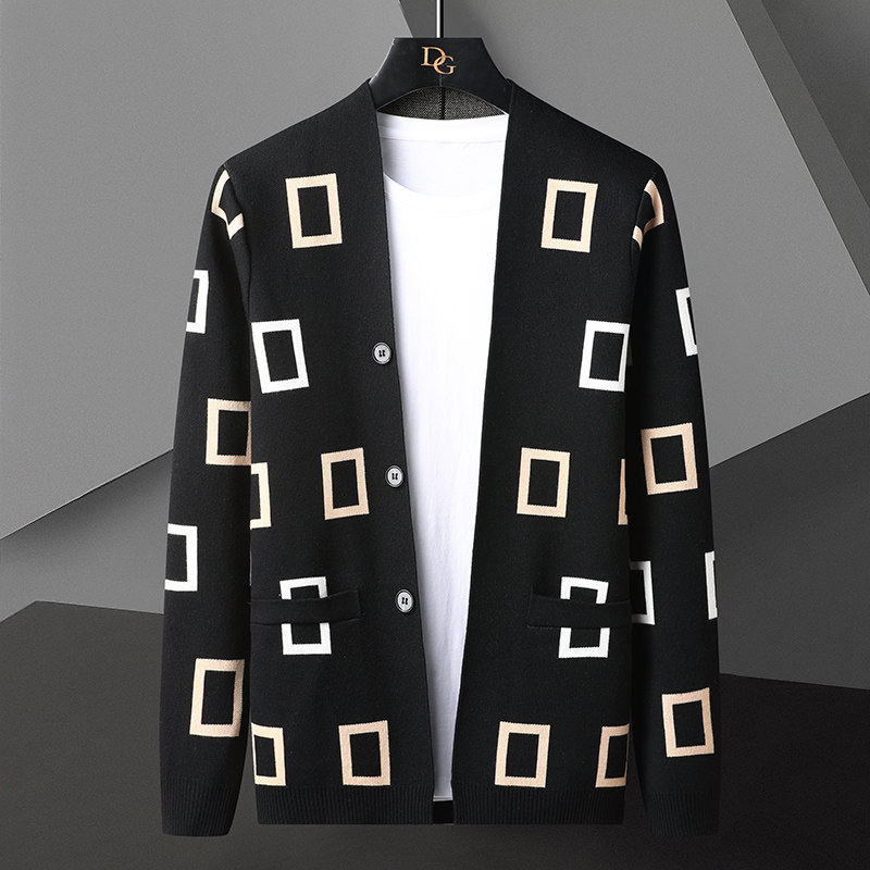 现货79936-P65春秋季新款男士修身针织开衫毛衣外套韩版翻领披风，男装针织衫/毛衣，电商D310B