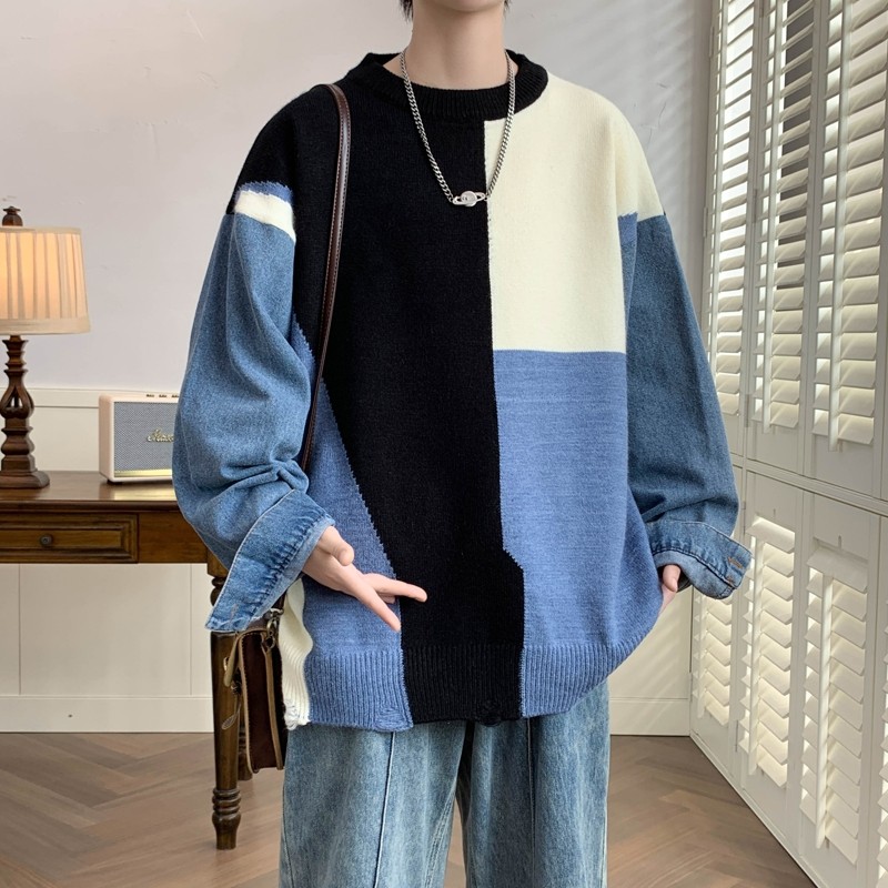 83936-P60秋冬新款休闲毛衣男长袖针织衫港风宽松毛衣打底衫,男装针织衫/毛衣,电商D310B