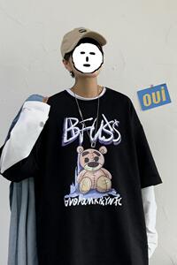 8519-P45卫衣男港风潮流大码卡通印花青少年圆领长袖外套休闲百搭图片