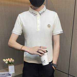PL034-特P40社会小伙短袖T恤男夏季休闲潮牌修身翻领POLO衫网红图片