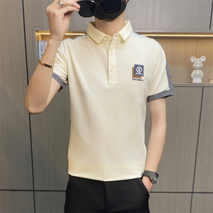 PL035-特P40夏季翻领短袖t恤男士青年翻领polo衫半袖有带领体恤图片