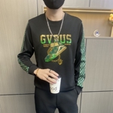 W3405-特P50社会小伙卫衣男士潮牌亮片烫钻打底衫青年欧版体恤，男装卫衣，电商D310B