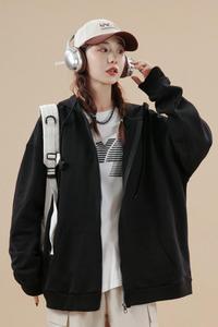 现货得物二开GSY9916-特P33纯色开衫卫衣男女oversize宽松宽松外图片