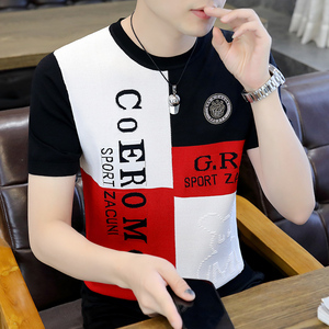 7906-P65夏季休闲圆领短袖T恤男欧洲站潮牌图片