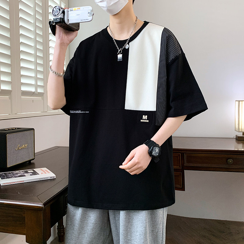 84167-P42短袖t恤男夏季美式复古潮牌港风半袖ins痞帅高街体恤,男装T恤,电商D310B