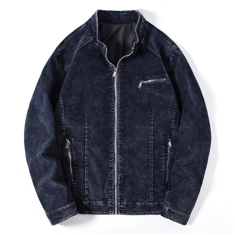JK1856-P100美式复古卡其牛仔外套男士高街宽松工装夹克春季潮牌图片