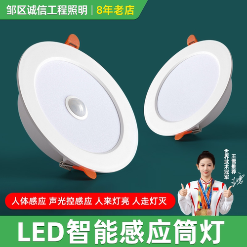 人体感应声控筒灯过道楼道感应灯