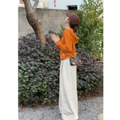 韩系早秋穿搭套装 气质减龄连帽针织卫衣上衣休闲宽松阔腿裤 两件套