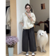 两件套 百搭阔腿裤 早秋穿搭一整套韩系设计感长袖 气质夹克外套时尚