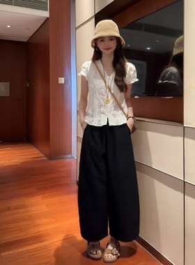 初夏甜美减龄阔腿裤女两件套
