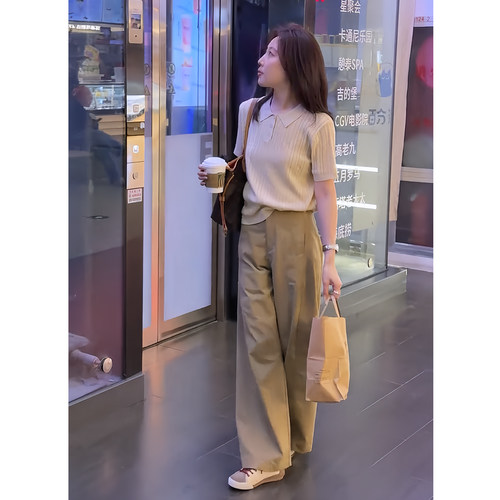 夏季韩系显瘦针织短袖女两件套