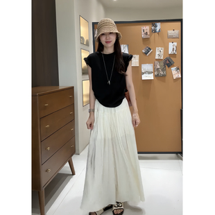 独特漂亮夏装两件套慵懒风夏短袖上衣阔腿裤气质穿搭黑白撞色套装