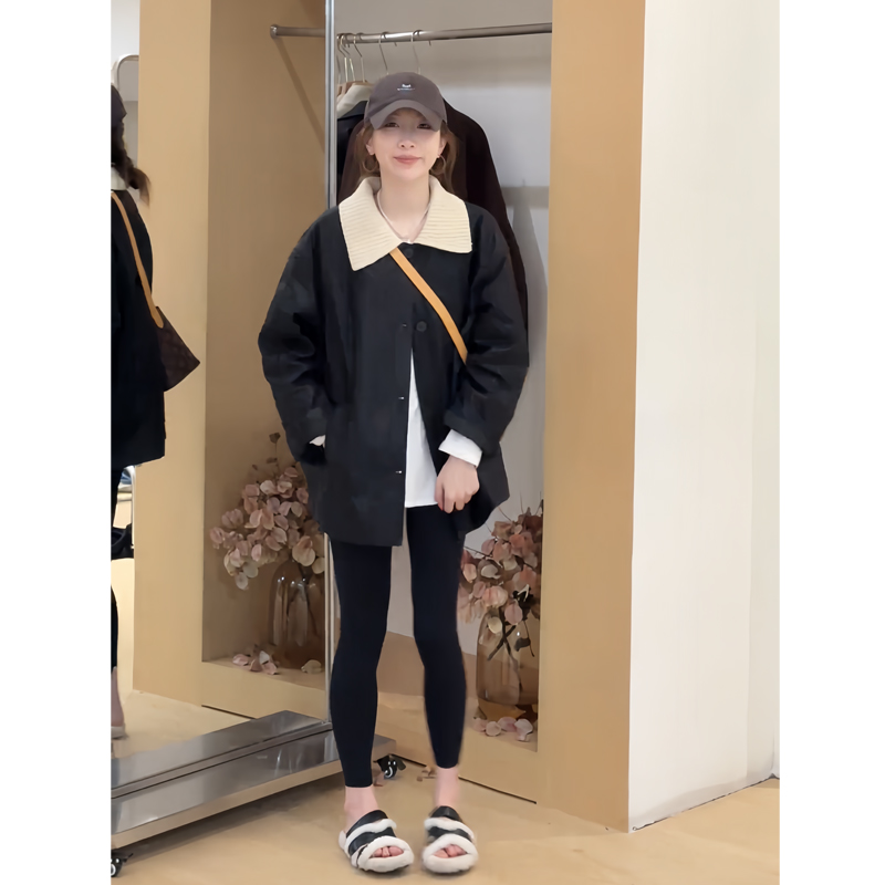 翻领风衣外套百搭打底裤秋冬套装