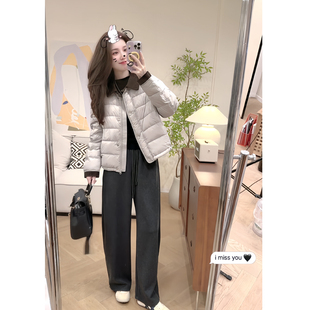 加厚保暖棉衣外套直筒裤 巨好看 高级感短款 一套法式 两件套女 冬装